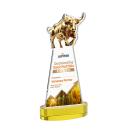 Raging Bull Full Color on Alberton Base Gold Animals Crystal Trophy