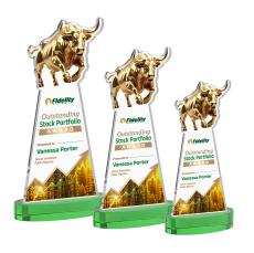Raging Bull Full Color on Alberton Base Green Animals Crystal Trophy - Crystal Trophies
