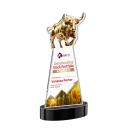 Raging Bull Full Color on Alberton Base Black Animals Crystal Trophy