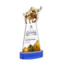 Raging Bull Full Color on Alberton Base Blue Animals Crystal Trophy
