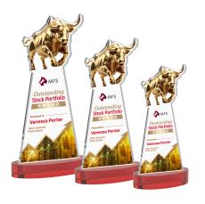 Raging Bull Full Color on Alberton Base Red Animals Crystal Trophy - Crystal Trophies