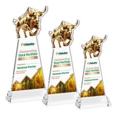 Raging Bull Full Color on Hartford Base Clear Animals Crystal Trophy - Custom Trophies