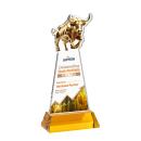 Raging Bull Full Color on Hartford Base Amber Animals Crystal Trophy