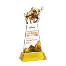 Raging Bull Full Color on Hartford Base Gold Animals Crystal Trophy