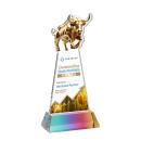 Raging Bull Full Color on Hartford Base Prismatic Animals Crystal Trophy