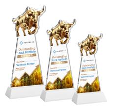 Raging Bull Full Color on Hartford Base Fagan Animals Crystal Trophy - Crystal Trophies