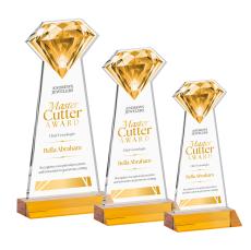 Diamond Full Color Amber Crystal Trophy - Custom Trophies