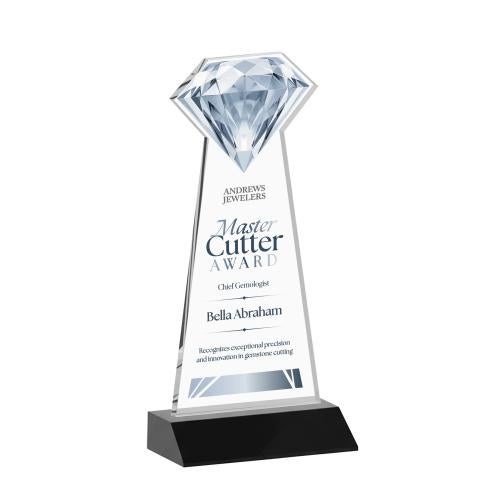 Awards and Plaques - Crystal Trophies - Diamond Full Color Black Crystal Trophy