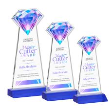 Diamond Full Color Blue Crystal Trophy - Custom Trophies