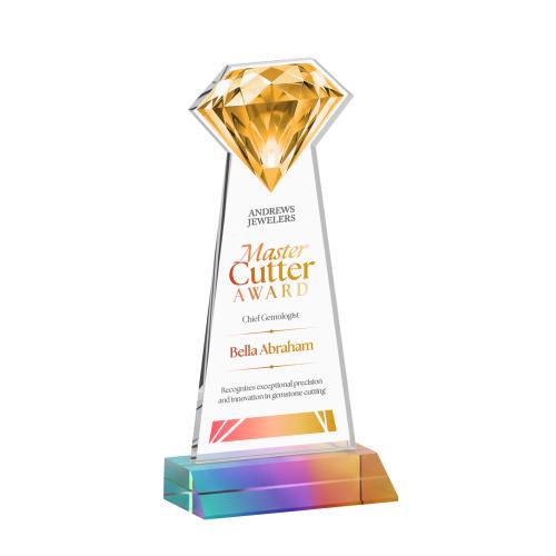Awards and Plaques - Crystal Trophies - Diamond Full Color Prismatic Crystal Trophy