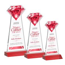 Diamond Full Color Red Crystal Trophy - Crystal Trophies