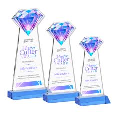 Diamond Full Color Sky Blue Crystal Trophy - Crystal Trophies