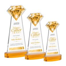 Diamond Full Color on Alberton Base Amber Crystal Trophy - Crystal Trophies