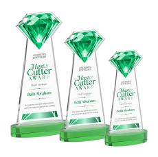 Diamond Full Color on Alberton Base Green Crystal Trophy - Crystal Trophies