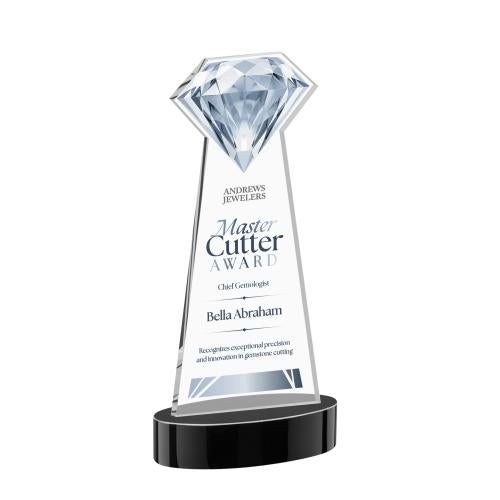 Awards and Plaques - Crystal Trophies - Diamond Full Color on Alberton Base Black Crystal Trophy