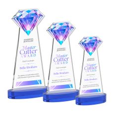 Diamond Full Color on Alberton Base Blue Crystal Trophy - Custom Trophies