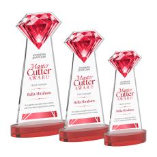 Diamond Full Color on Alberton Base Red Crystal Trophy - Custom Trophies