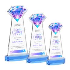Diamond  Full Color on Alberton Base Sky Blue Crystal Trophy - Custom Trophies