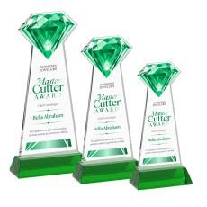 Diamond  Full Color on Hartford Base Green Crystal Trophy - Crystal Trophies