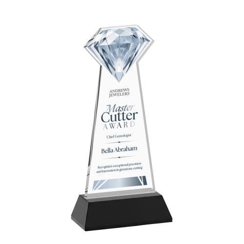 Awards and Plaques - Crystal Trophies - Diamond Full Color on Hartford Base Black Crystal Trophy