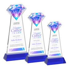 Diamond Full Color on Hartford Base Blue Crystal Trophy - Crystal Trophies