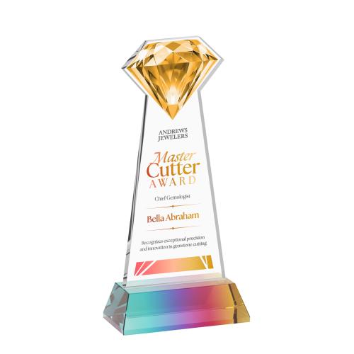 Awards and Plaques - Crystal Trophies - Diamond Full Color on Hartford Base Prismatic Crystal Trophy