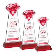 Diamond Full Color on Hartford Base Red Crystal Trophy - Crystal Trophies