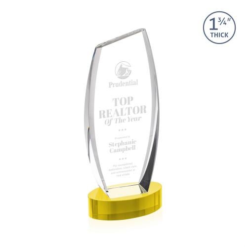 Awards and Plaques - Crystal Trophies - Colorado on Base Gold Peaks Crystal Trophy