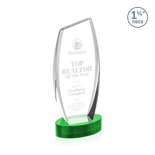 Awards and Plaques - Crystal Trophies - Colorado on Base Green Peaks Crystal Trophy