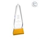 Cheswick on Pruitt Base Amber Obelisk Crystal Trophy
