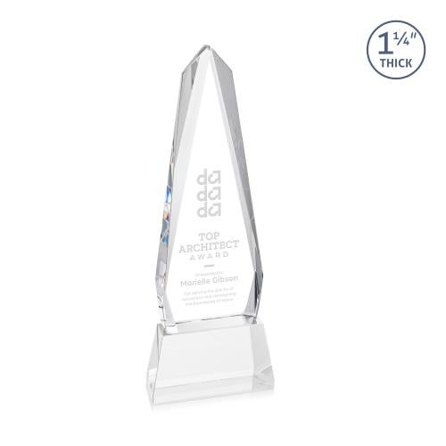 Awards and Plaques - Crystal Trophies - Cheswick on Pruitt Base Clear Obelisk Crystal Trophy