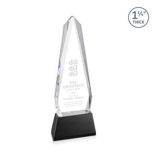 Awards and Plaques - Crystal Trophies - Cheswick on Pruitt Base Black Obelisk Crystal Trophy