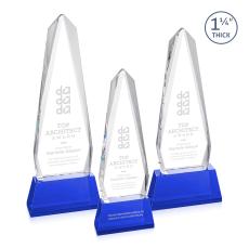 Cheswick on Pruitt Base Blue Obelisk Crystal Trophy - Crystal Trophies