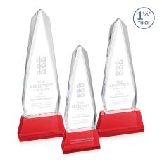 Cheswick on Pruitt Base Red Obelisk Crystal Trophy - Crystal Trophies