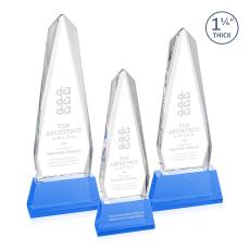 Cheswick on Pruitt Base Sky Blue Obelisk Crystal Trophy - Crystal Trophies