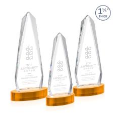 Cheswick on Alberton Base Amber Obelisk Crystal Trophy - Crystal Trophies
