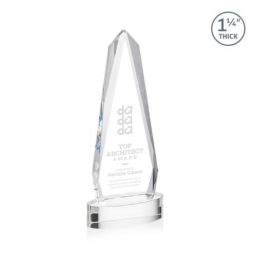 Awards and Plaques - Crystal Trophies - Cheswick on Alberton Base Clear Obelisk Crystal Trophy