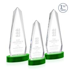 Cheswick on Alberton Base Green Obelisk Crystal Trophy - Crystal Trophies