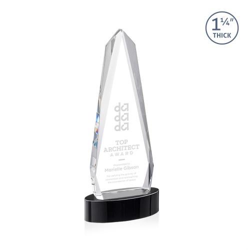 Awards and Plaques - Crystal Trophies - Cheswick on Alberton Base Black Obelisk Crystal Trophy