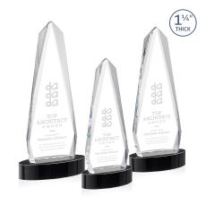 Cheswick on Alberton Base Black Obelisk Crystal Trophy - Crystal Trophies