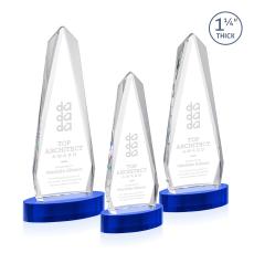 Cheswick on Alberton Base Blue Obelisk Crystal Trophy - Crystal Trophies