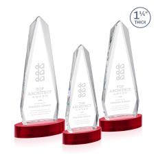 Cheswick on Alberton Base Red Obelisk Crystal Trophy - Crystal Trophies