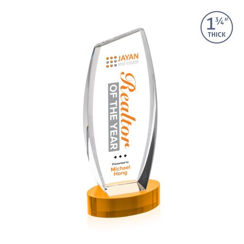 Awards and Plaques - Crystal Trophies - Colorado Full Color on Base Amber Peaks Crystal Trophy