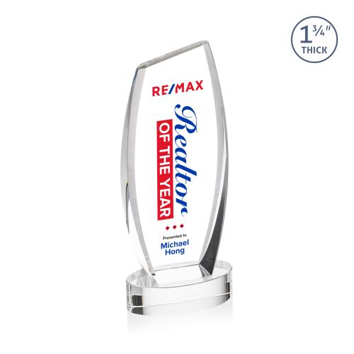 Awards and Plaques - Crystal Trophies - Colorado Full Color on Base Clear Peaks Crystal Trophy