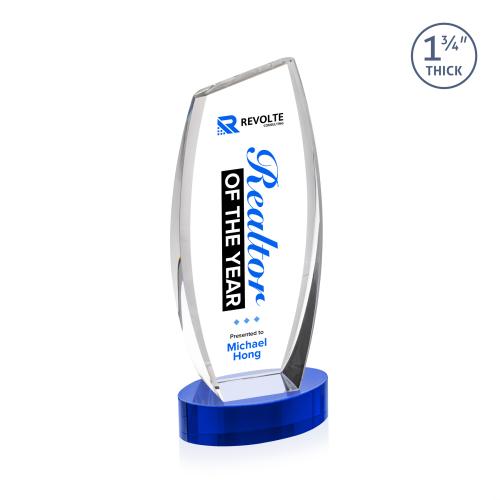 Awards and Plaques - Crystal Trophies - Colorado Full Color on Base Blue Peaks Crystal Trophy