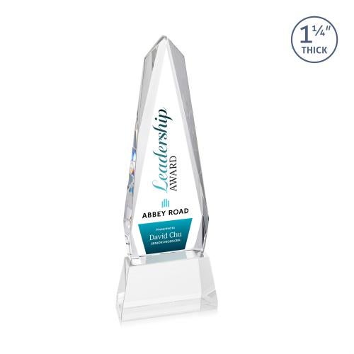 Awards and Plaques - Crystal Trophies - Cheswick Full Color on Pruitt Base Clear Obelisk Crystal Trophy