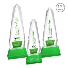 Cheswick Full Color on Pruitt Base Green Obelisk Crystal Trophy - Custom Trophies