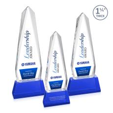 Cheswick Full Color on Pruitt Base Blue Obelisk Crystal Trophy - Custom Trophies