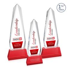 Cheswick Full Color on Pruitt Base Red Obelisk Crystal Trophy - Custom Trophies