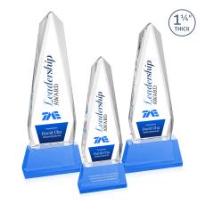 Cheswick Full Color on Pruitt Base Sky Blue Obelisk Crystal Trophy - Custom Trophies